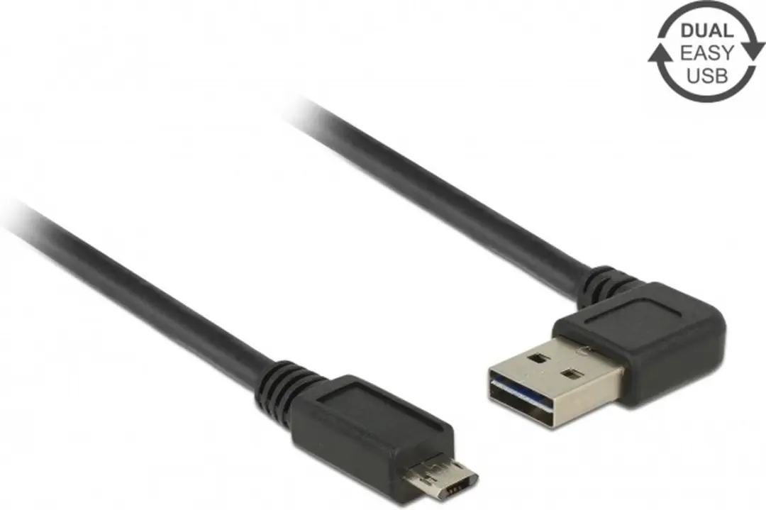 Delock USB2.0 Easy-Micro naar Easy-USB-A Haaks Kabel 0,5m