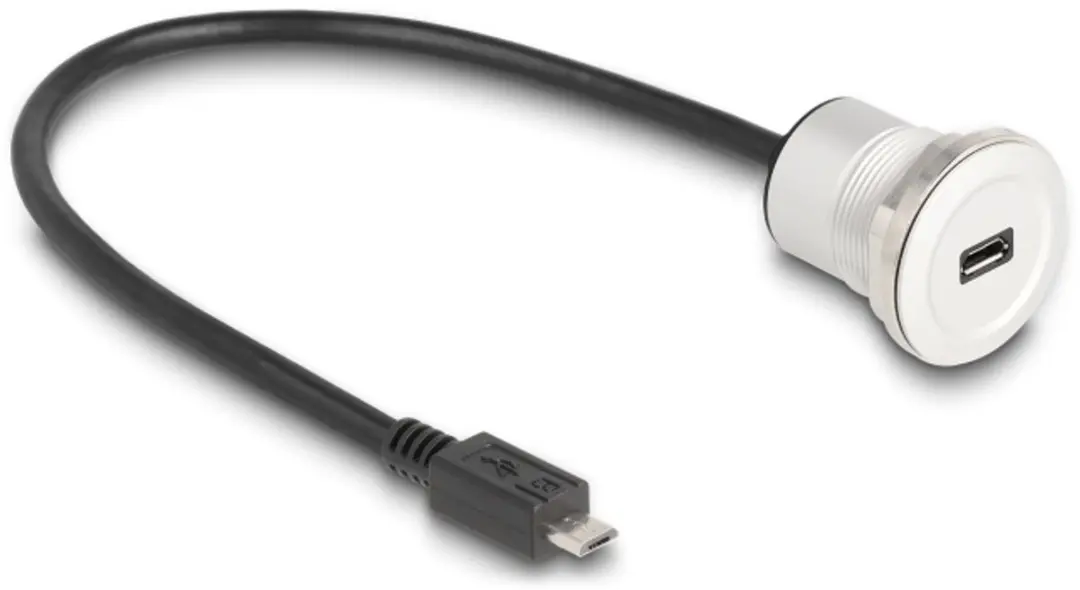 Delock USB 2.0 Micro-B Kabel 30cm - Aluminium - Zwart/Zilver