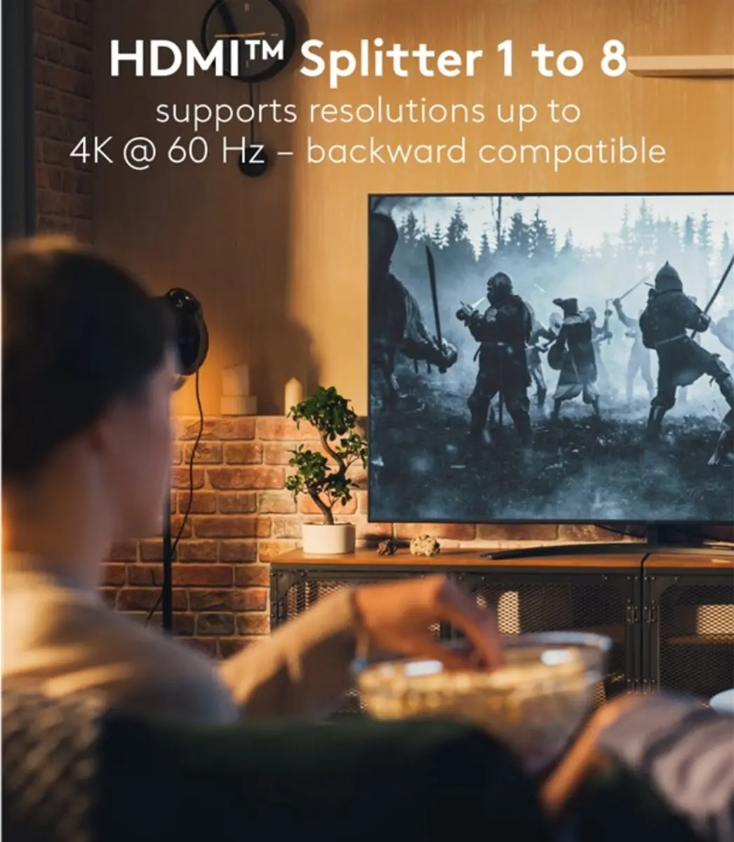 Goobay HDMI Splitter 1 naar 8 4K60Hz HDR - Zwart
