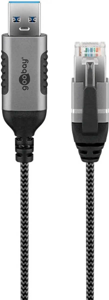Goobay USB-A naar RJ45 LAN Kabel CAT6 - 2m - Zwart