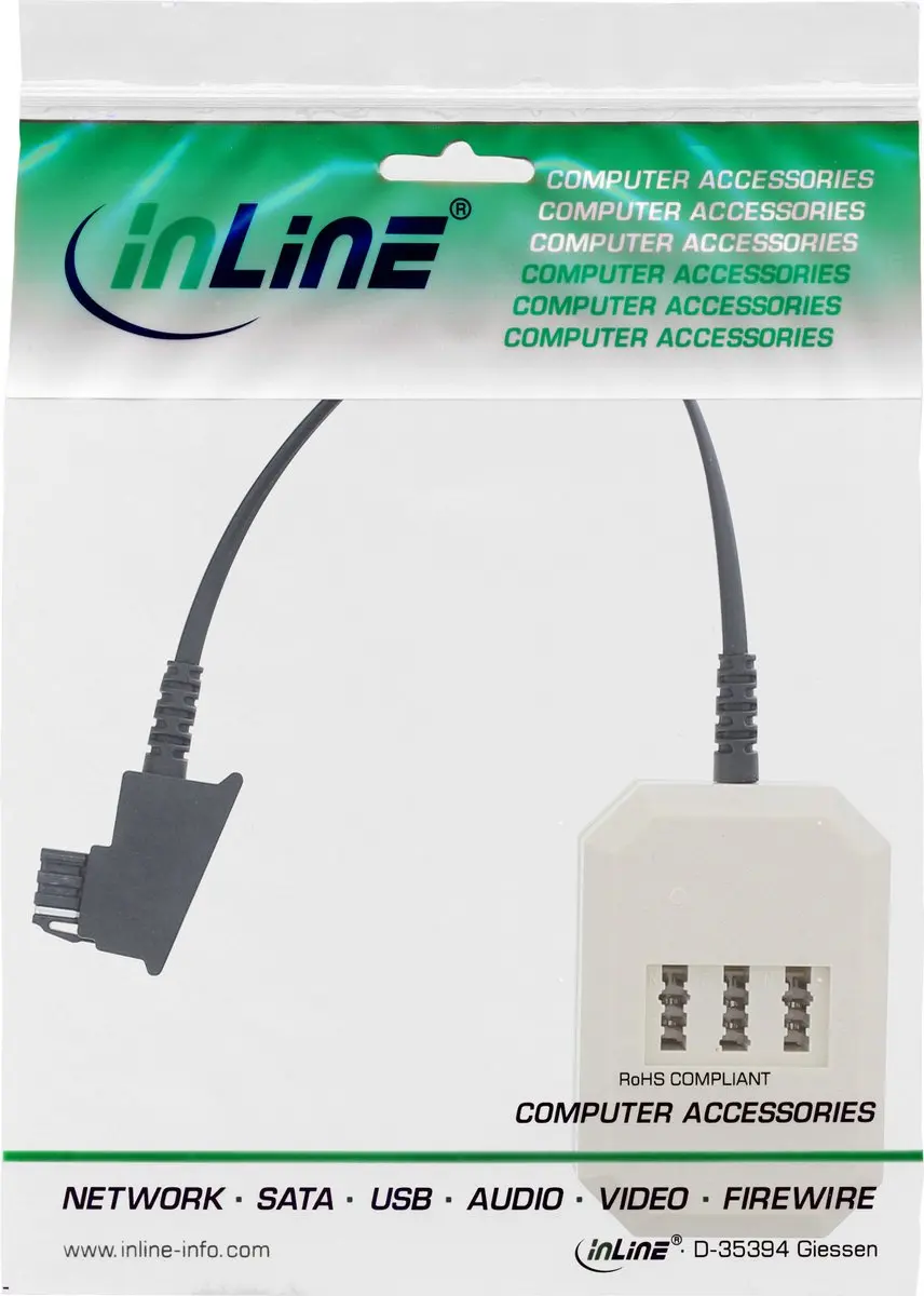 InLine TAE-adapter TAE-F naar RJ11 0,2m - Beige