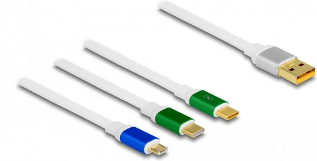 Delock USB 3.1 Type-A naar Micro USB/2x USB-C Wit