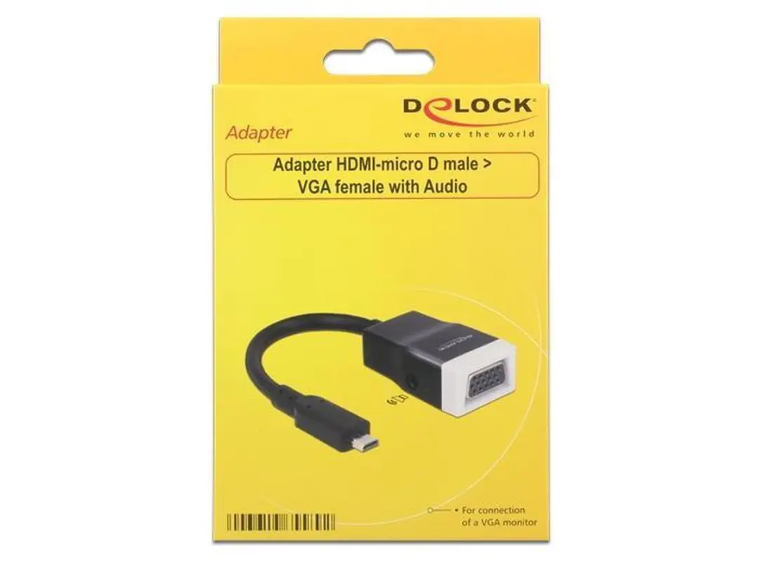 Delock Micro HDMI naar VGA + 3,5mm Adapter 0,15m - Zwart