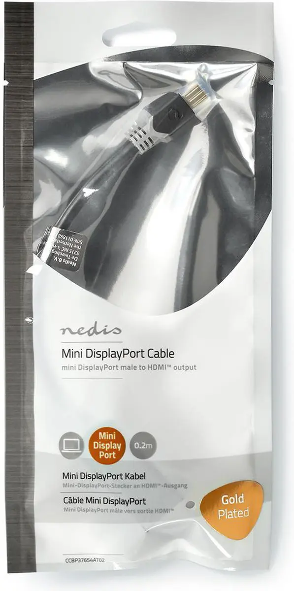 Nedis Mini DisplayPort naar HDMI Kabel 48Gbps - 0.20m - Antraciet - afbeelding 6 van 6