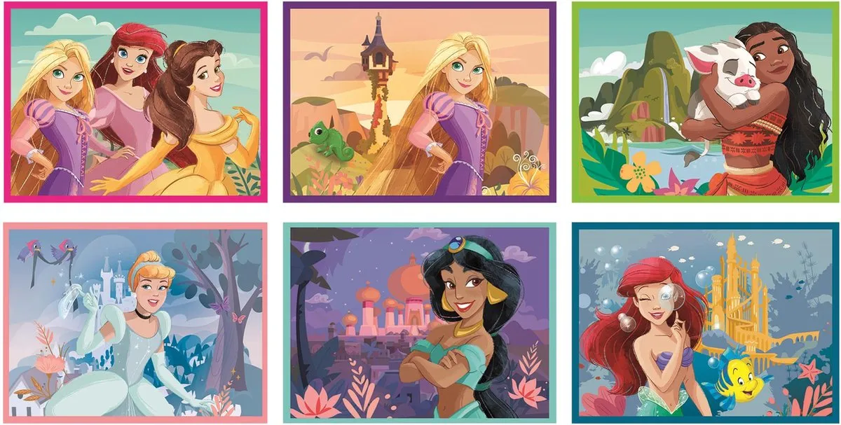 Clementoni Disney Prinsessen 12-delige Puzzel - 6 Afbeeldingen