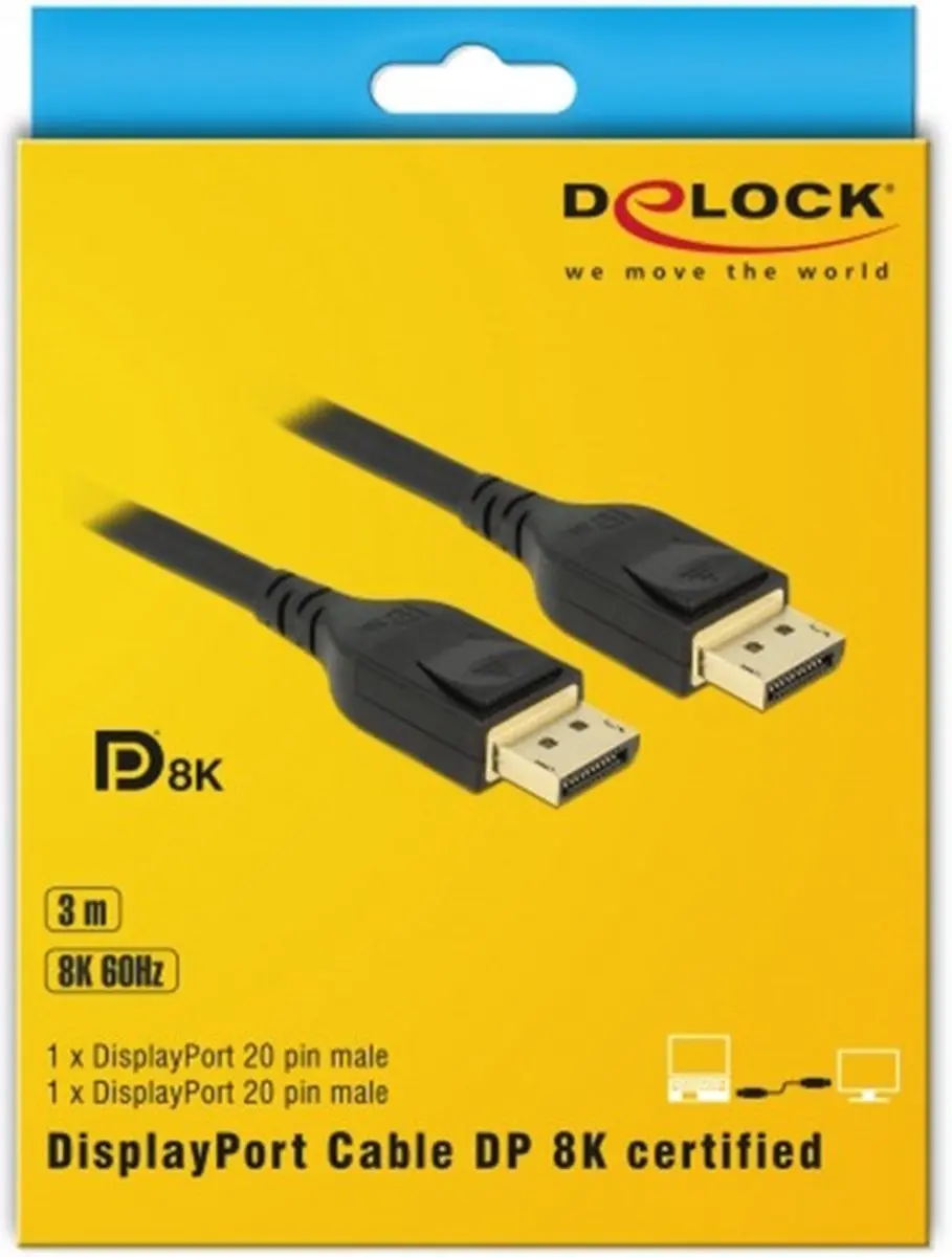 Delock DisplayPort Kabel 1.4 8K 3m - Zwart