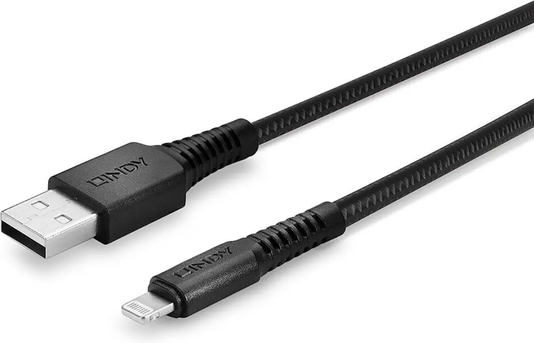 Lindy USB 2.0 Lightning naar USB-A Kabel 2m - Zwart
