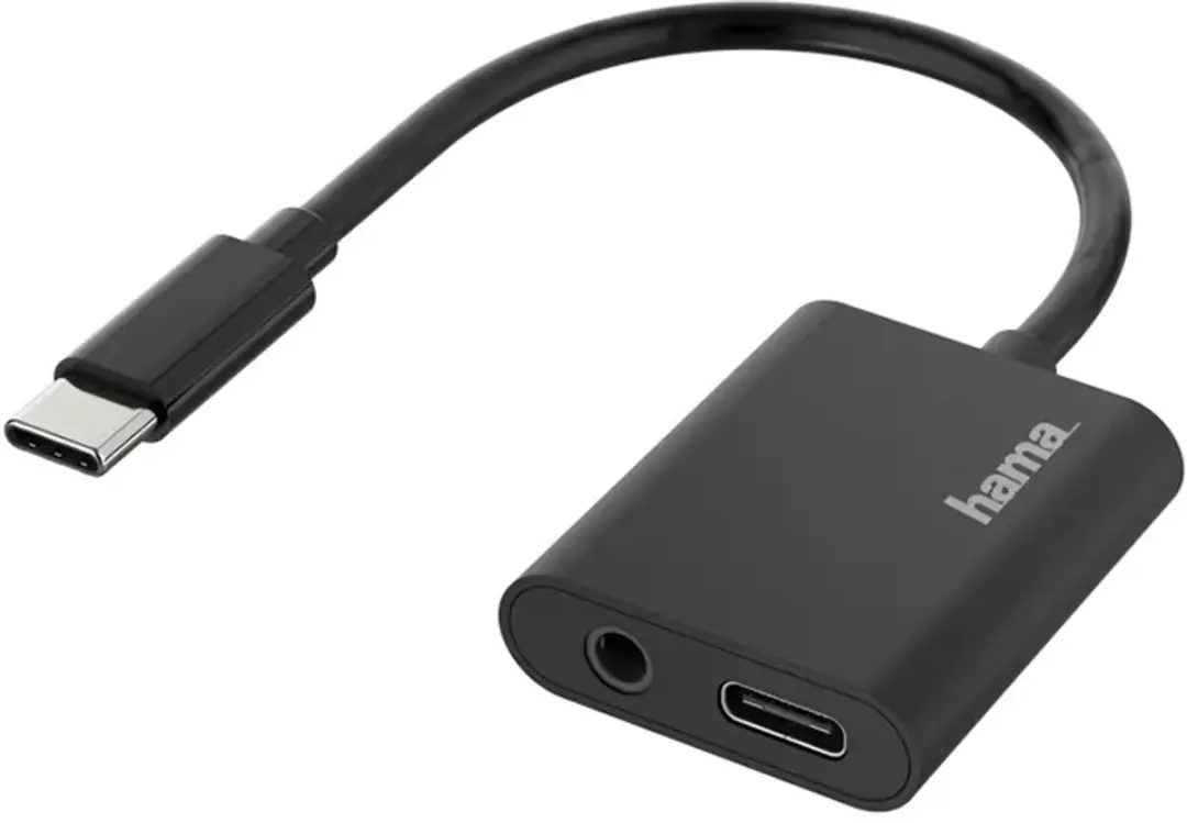 Hama USB-C naar Audio/Laadadapter 00201534 - 5A - 8cm - Zwart