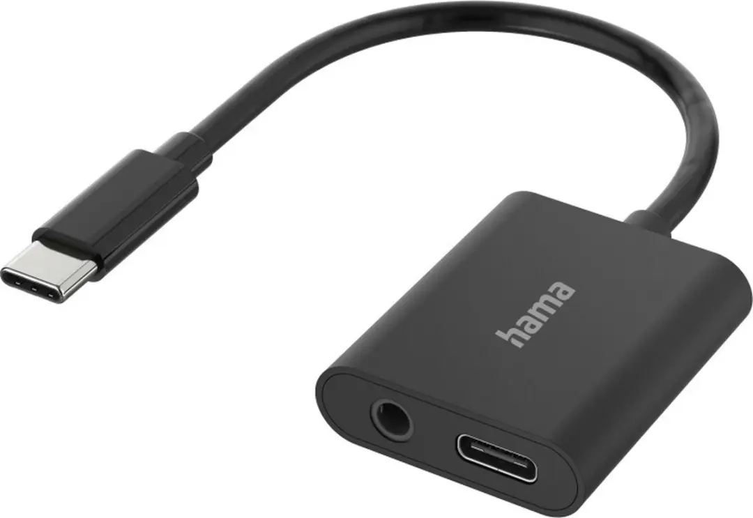 Hama USB-C naar Audio/Laadadapter 00201534 - 5A - 8cm - Zwart