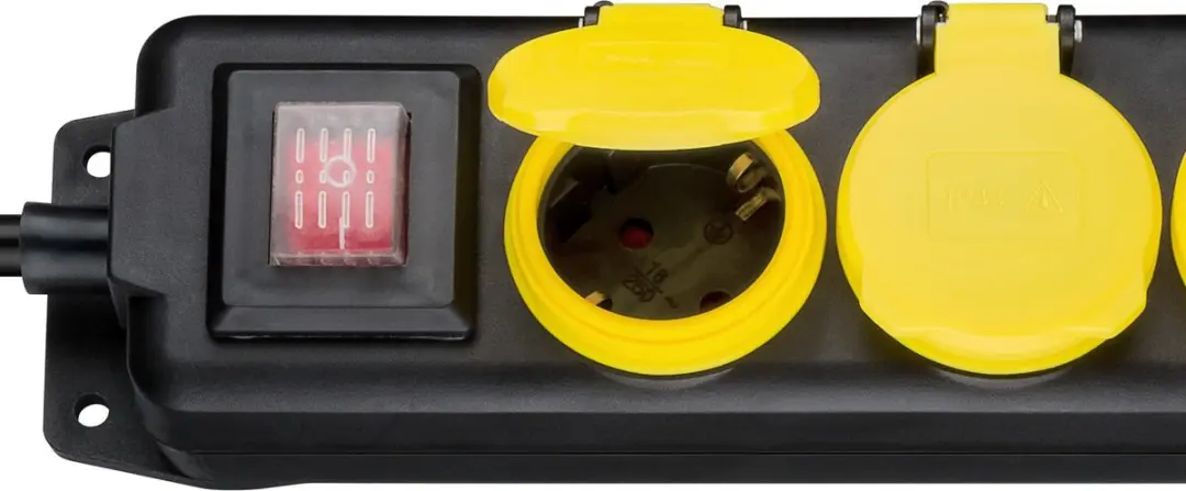 Goobay IP44 Outdoor Stekkerdoos 5x - 3m - Zwart/Geel
