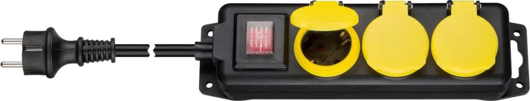Goobay IP44 Outdoor Stekkerdoos 5x - 3m - Zwart/Geel