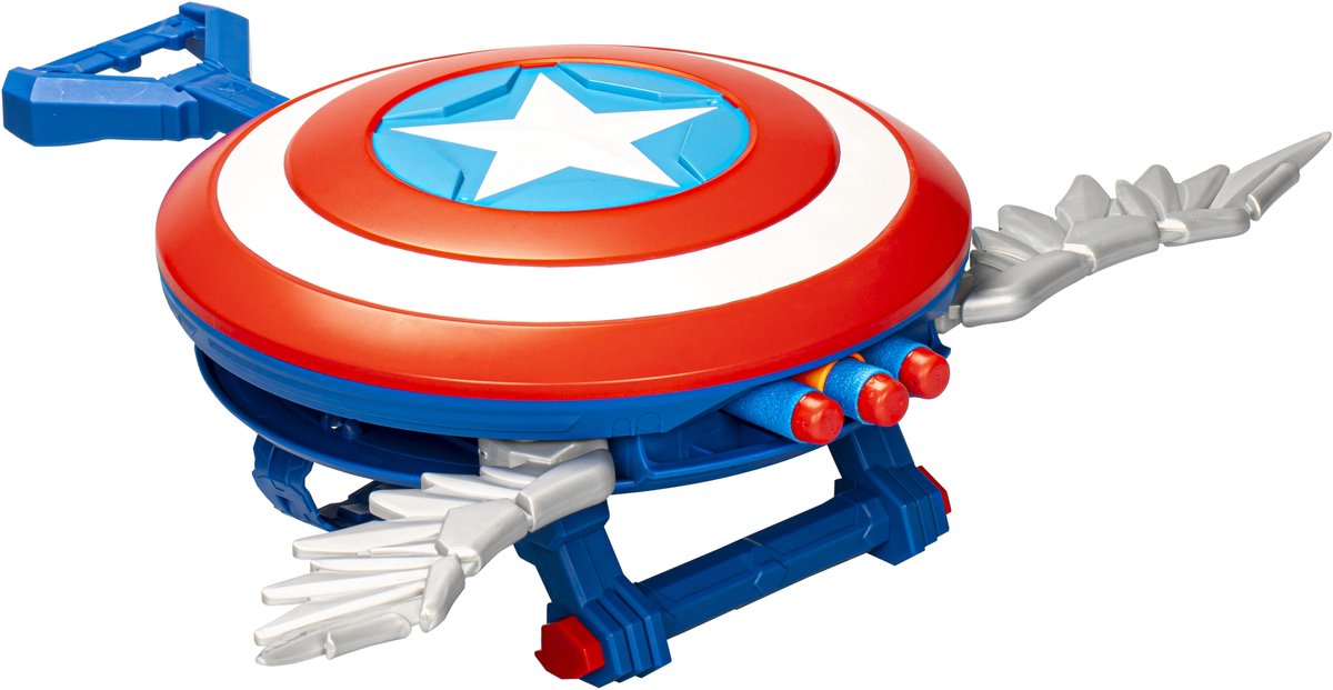 Marvel Studios Captain America Brave New World NERF Skyshot-blaster, schild-rollenspelspeelgoed