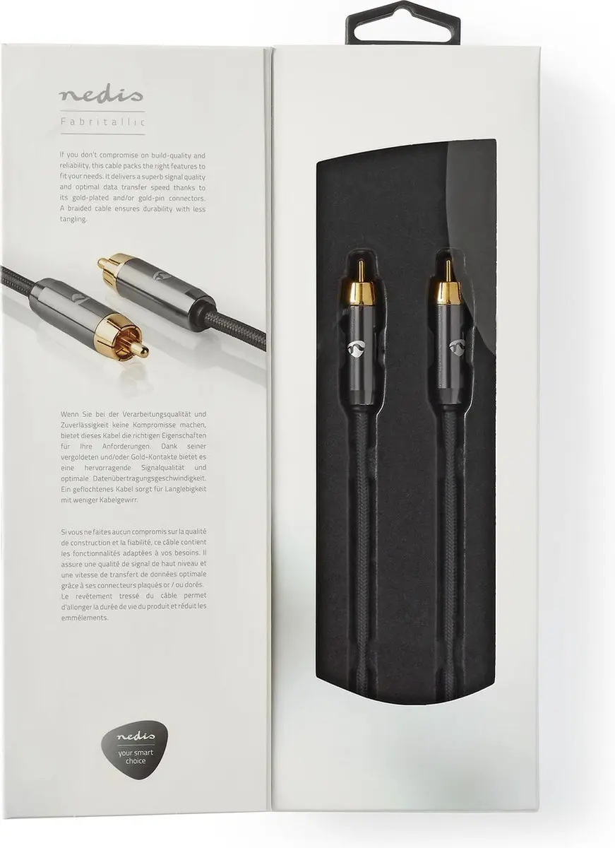 Nedis Subwooferkabel RCA - Verguld - 3m - Antraciet