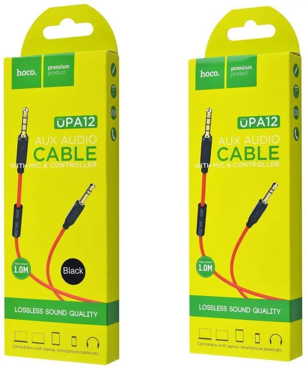 Hoco 3.5mm Jack Audiokabel met Microfoon 1m - Rood/Zwart - afbeelding 6 van 6