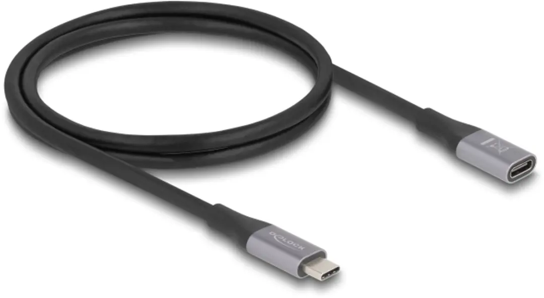Delock USB4 USB-C Verlengkabel 40Gbps PD 240W 8K60Hz 1m - Zwart