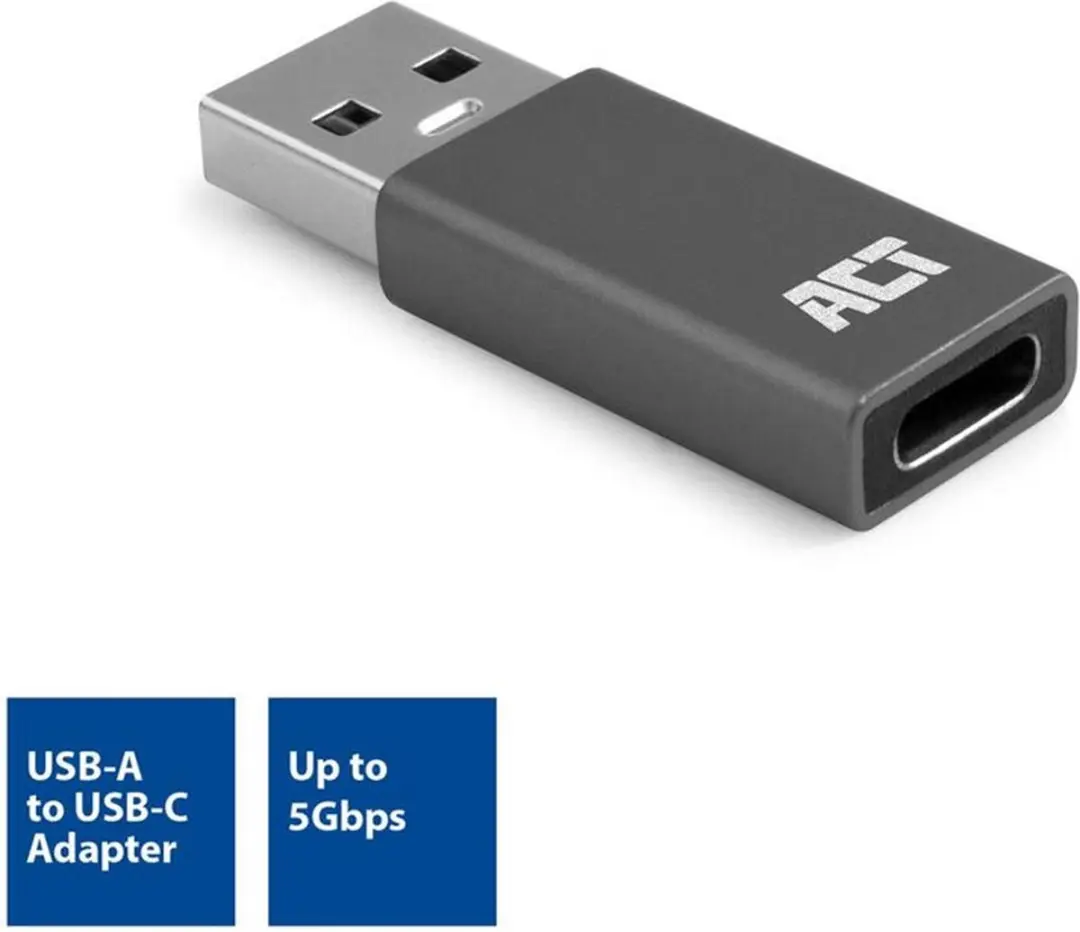 ACT AC7375 USB-C naar USB-A Adapter - Grijs