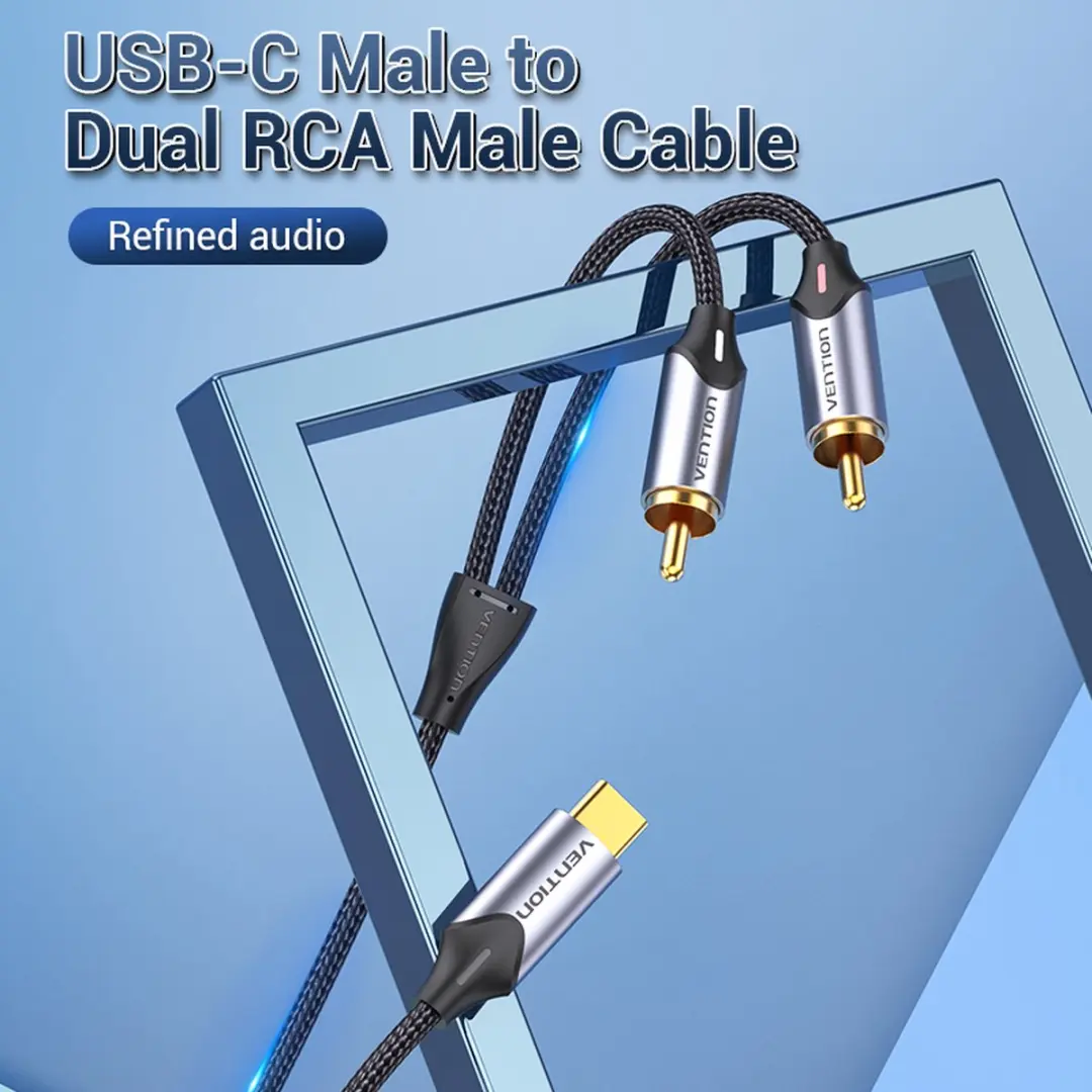 Vention BGUHH Audiokabel 2m - 2x RCA USB Type-C - Zwart