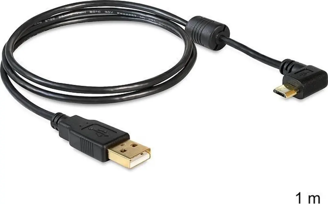 Delock USB 2.0 A Male naar Micro Male Kabel 1m - Zwart
