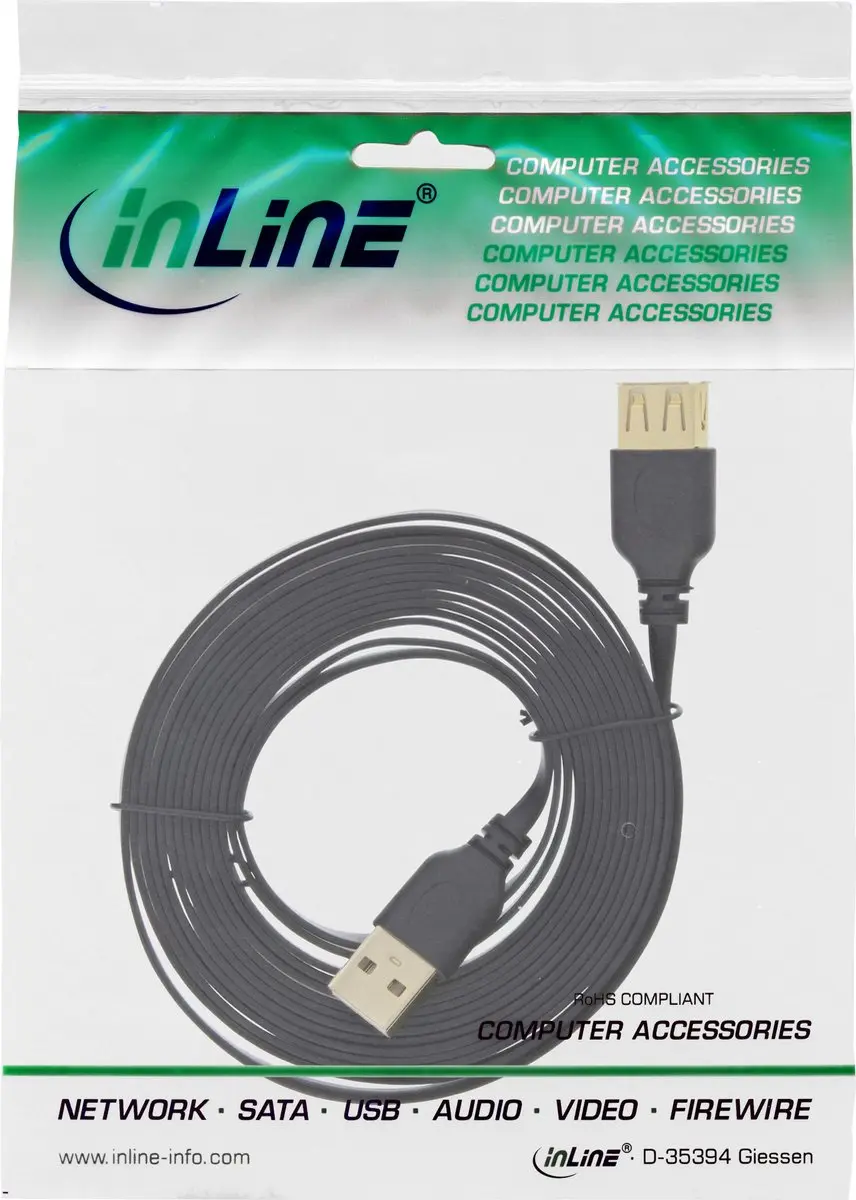InLine USB 2.0 A Male/Female Kabel 1,5m - Gouden Contacten