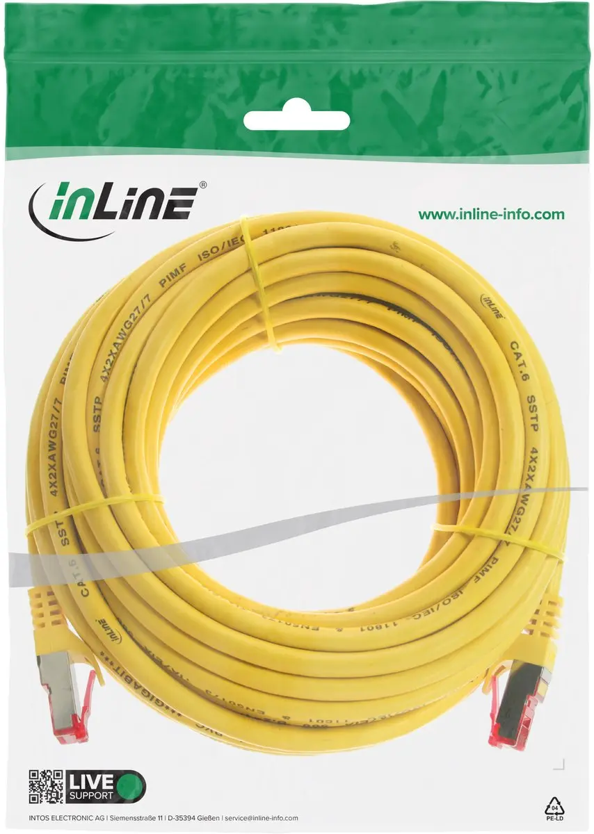 InLine Patchkabel S/FTP Cat.6 15m - Geel