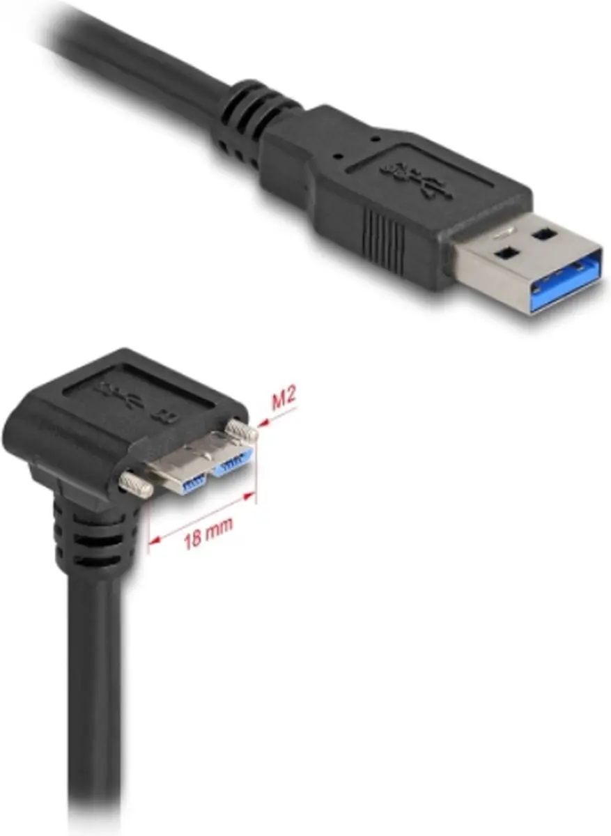 Delock USB 5Gbps Type-A naar Micro-B 90° 1m - Zwart