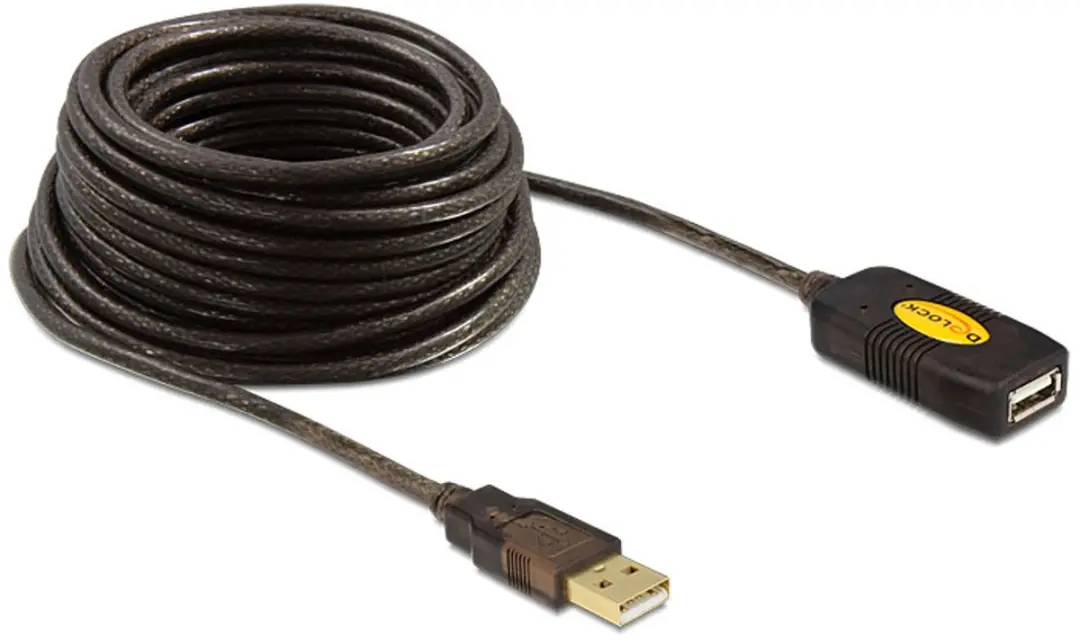 Delock USB 2.0 Verlengkabel 10m - Versterker - Zwart