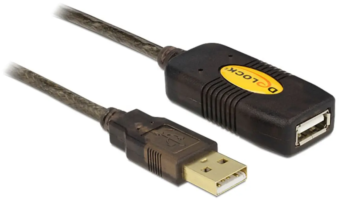 Delock USB 2.0 Verlengkabel 10m - Versterker - Zwart