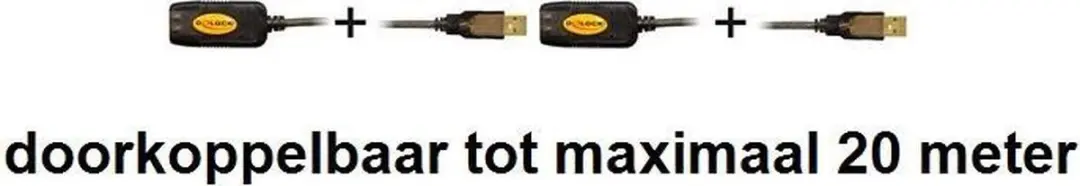 Delock USB 2.0 Verlengkabel 10m - Versterker - Zwart