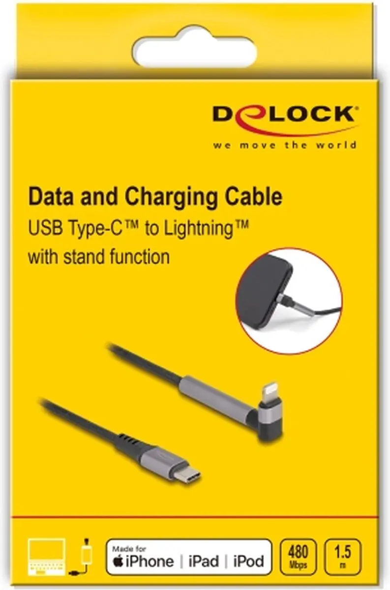 Delock USB-C naar Lightning Kabel 1.5m - Zwart