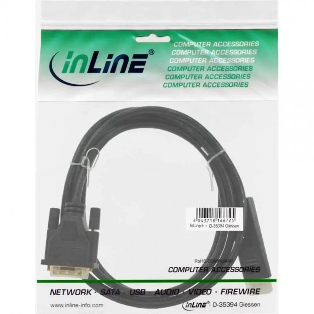 InLine Premium DisplayPort naar DVI Kabel 17116 - 0,5m - Zwart