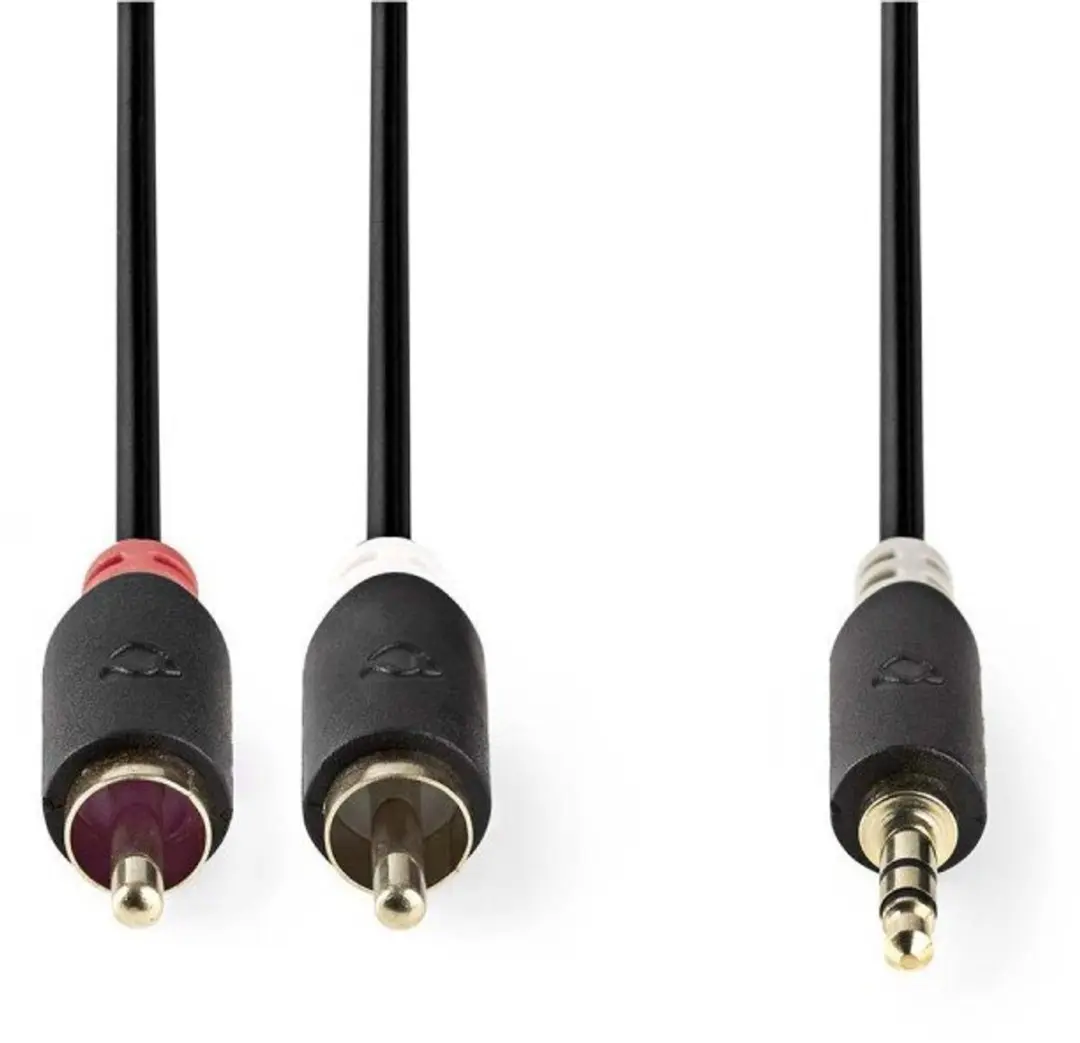 Nedis Stereo-Audiokabel 3,5mm Male naar 2x RCA Male - 10m - Verguld - Antraciet