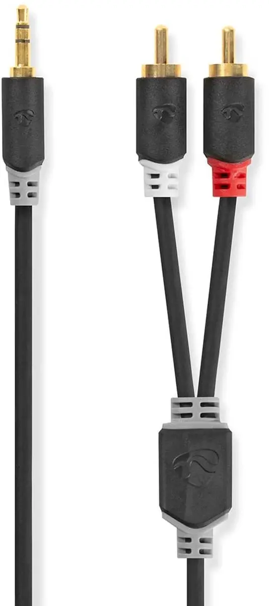 Nedis Stereo-Audiokabel 3,5mm Male naar 2x RCA Male - 10m - Verguld - Antraciet