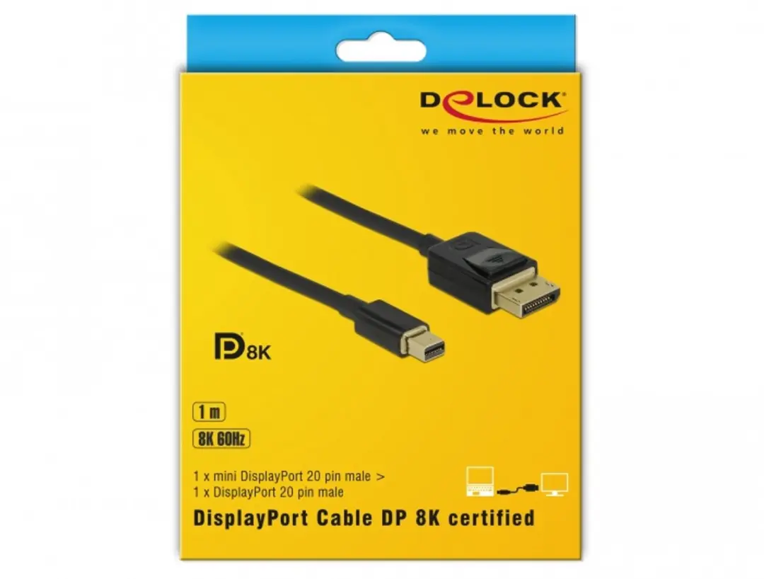 Delock Mini DisplayPort - DisplayPort Kabel 1.4 8K - 1m - Zwart