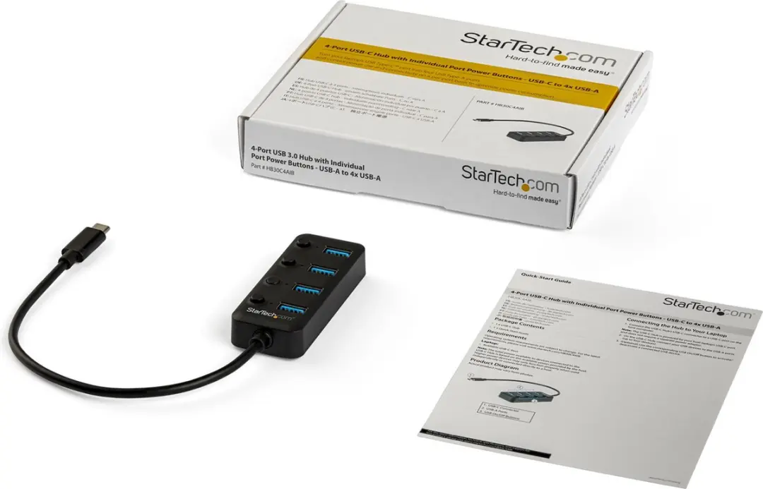 Startech HB30C4AIB USB-C Hub 4 Poorten - Zwart