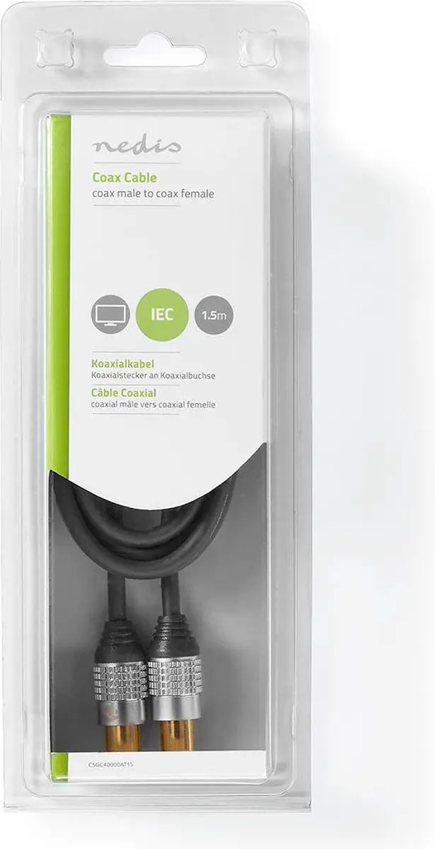 Nedis Coaxkabel CSGC40000AT15 - Verguld - 1.5m - Antraciet