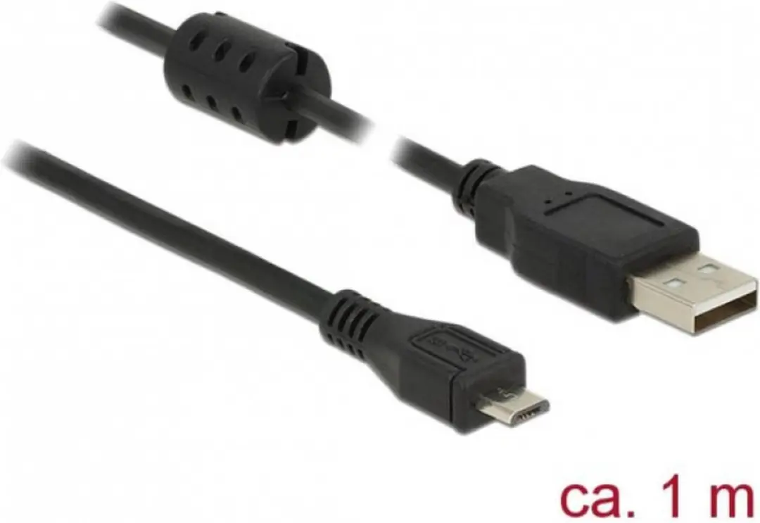 Delock Micro USB naar USB-A Kabel 2.0 - 1m - 2A - Zwart
