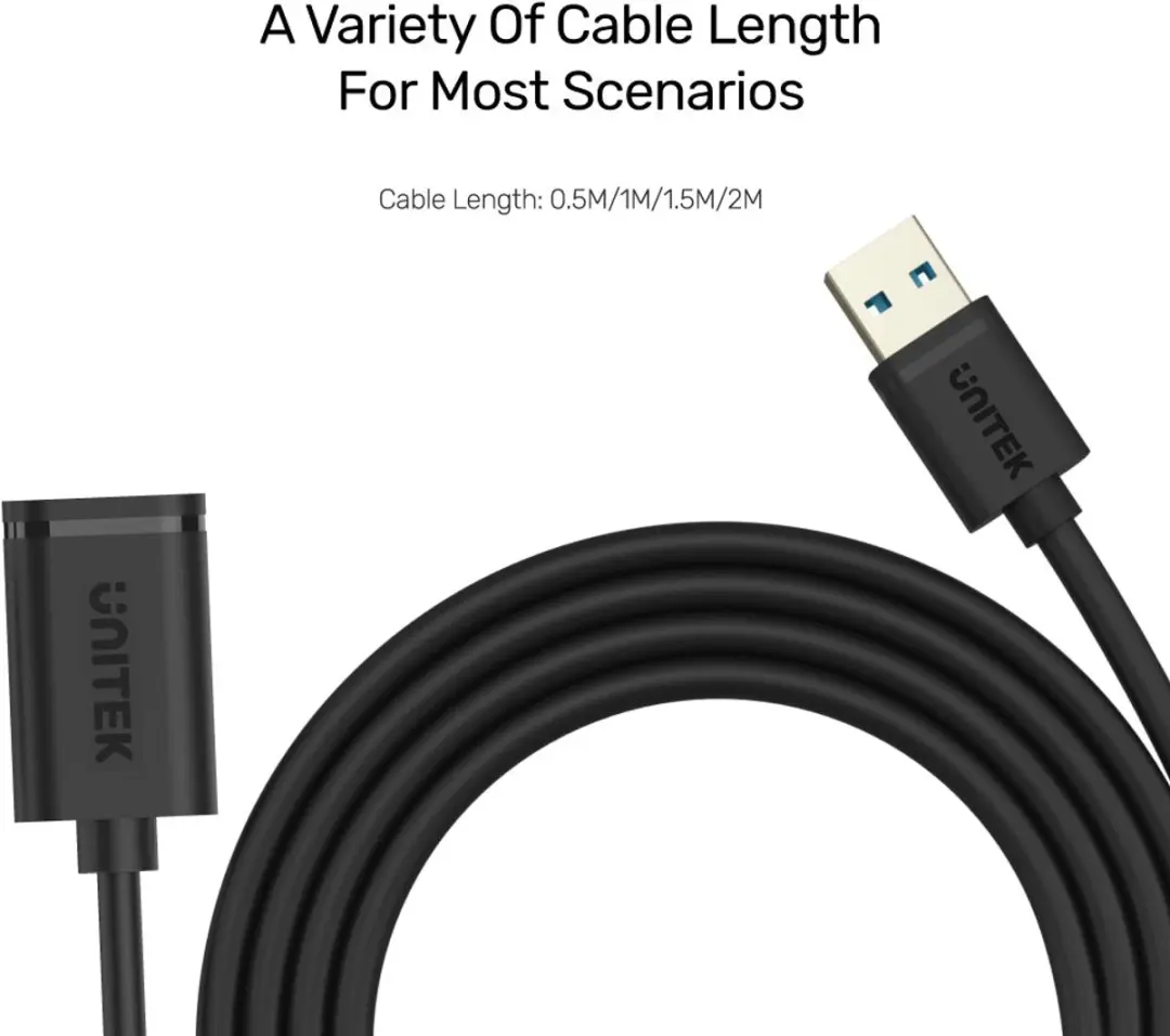 Unitek USB 3.0 Verlengkabel 0,5m - Zwart