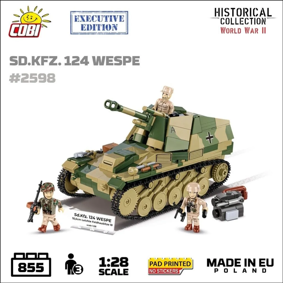 Cobi SD.KFZ.124 Wespe Bouwset WO2 Artillerie Geschut 855 Onderdelen