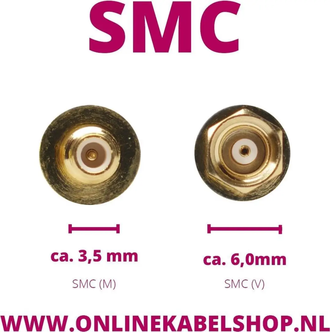Delock SMC naar SMB Adapter 50 Ohm - Goud