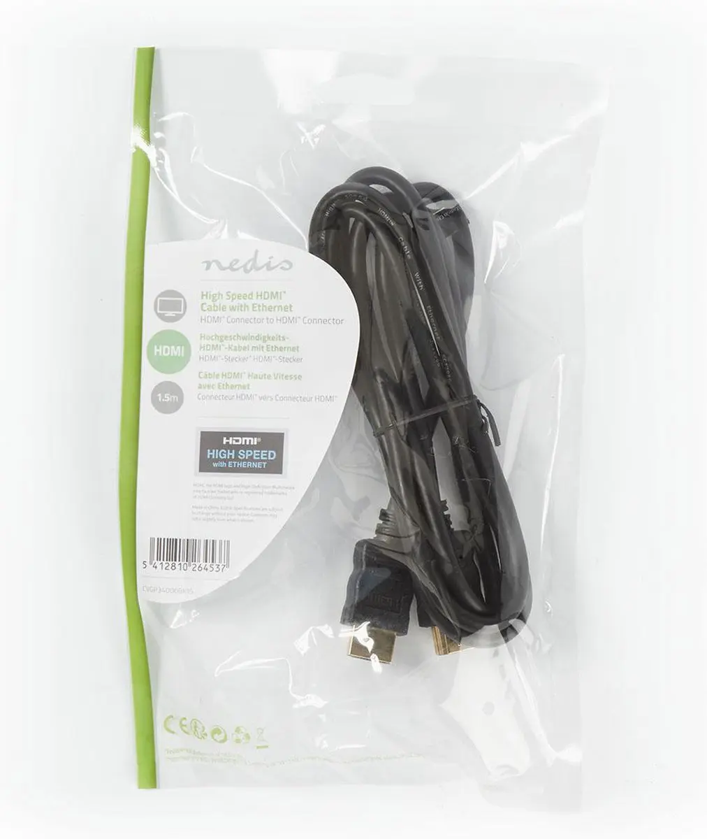 Nedis HDMI-Kabel CVGL34000BK15 4K@30Hz - 1.5m - Zwart