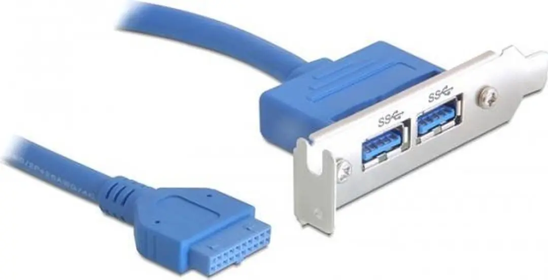Delock USB 3.0 19-pin naar USB 3.0 A Female 0.4m - Blauw