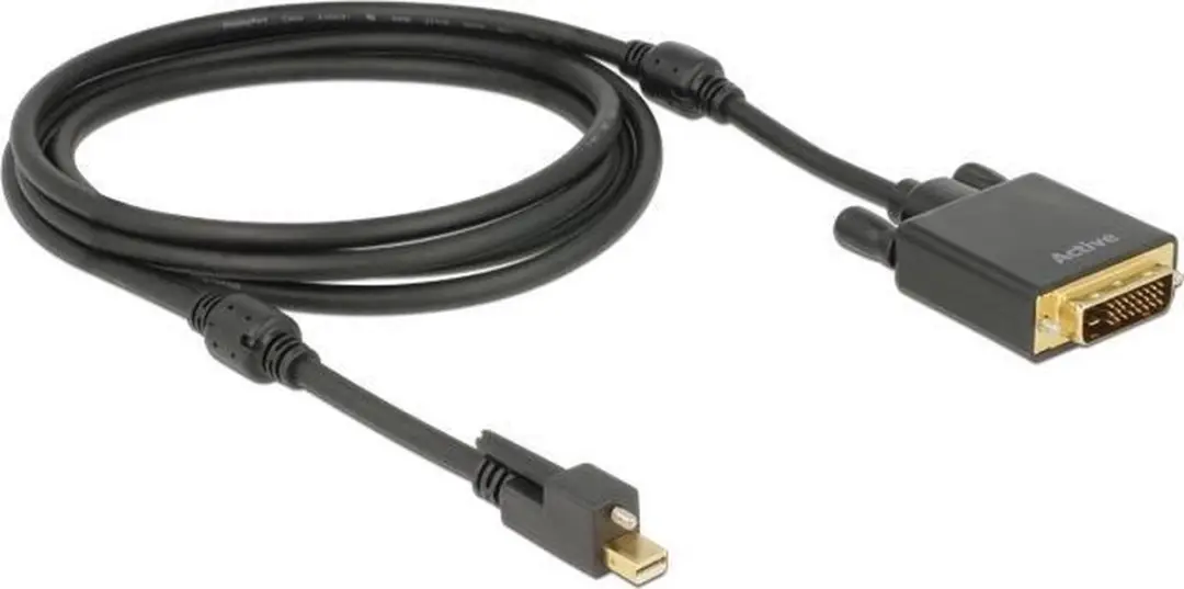 Delock Mini DisplayPort 1.2 naar DVI Kabel 4K 30Hz - 2m - Zwart