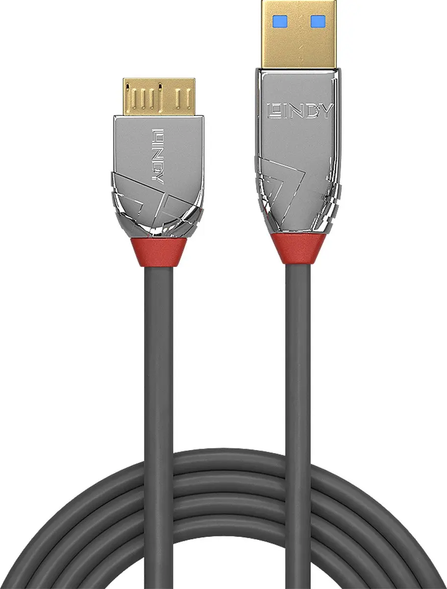 Lindy USB 3.2 Gen1 USB-A naar USB-micro-B 2.0m - Grijs