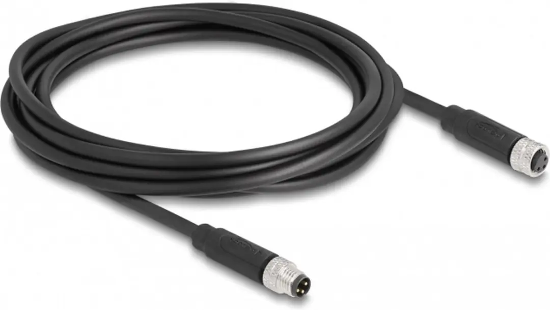Delock M8 3-pin A-coded Kabel - Zwart - 3m