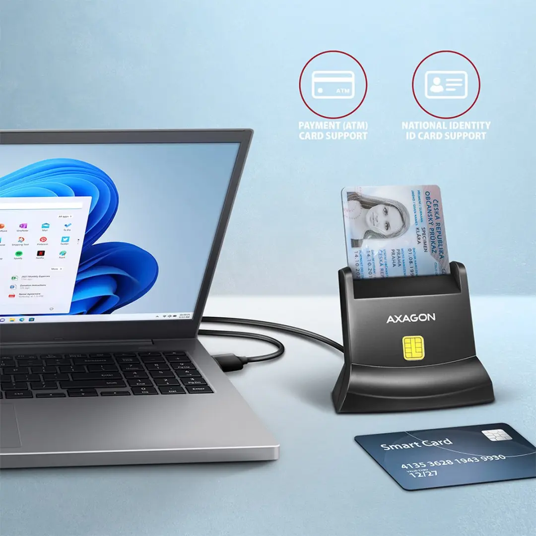 AXAGON CRE-SM4N USB Smart card StandReader