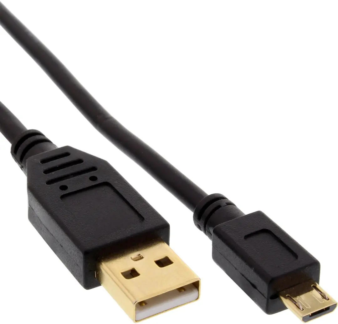 InLine Micro-USB 2.0 Kabel USB-A naar Micro-B 2m - Vergulde contacten - Zwart
