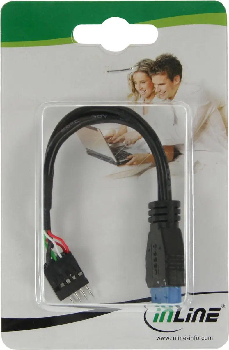 InLine Pin Header USB2.0 - USB3.0 Adapter 0,15m - Zwart