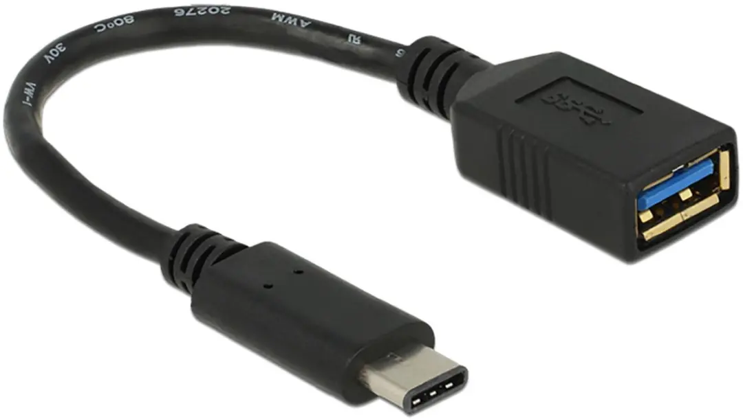 Delock USB-C naar USB 3.0 A Female Kabel 0,15m - Zwart