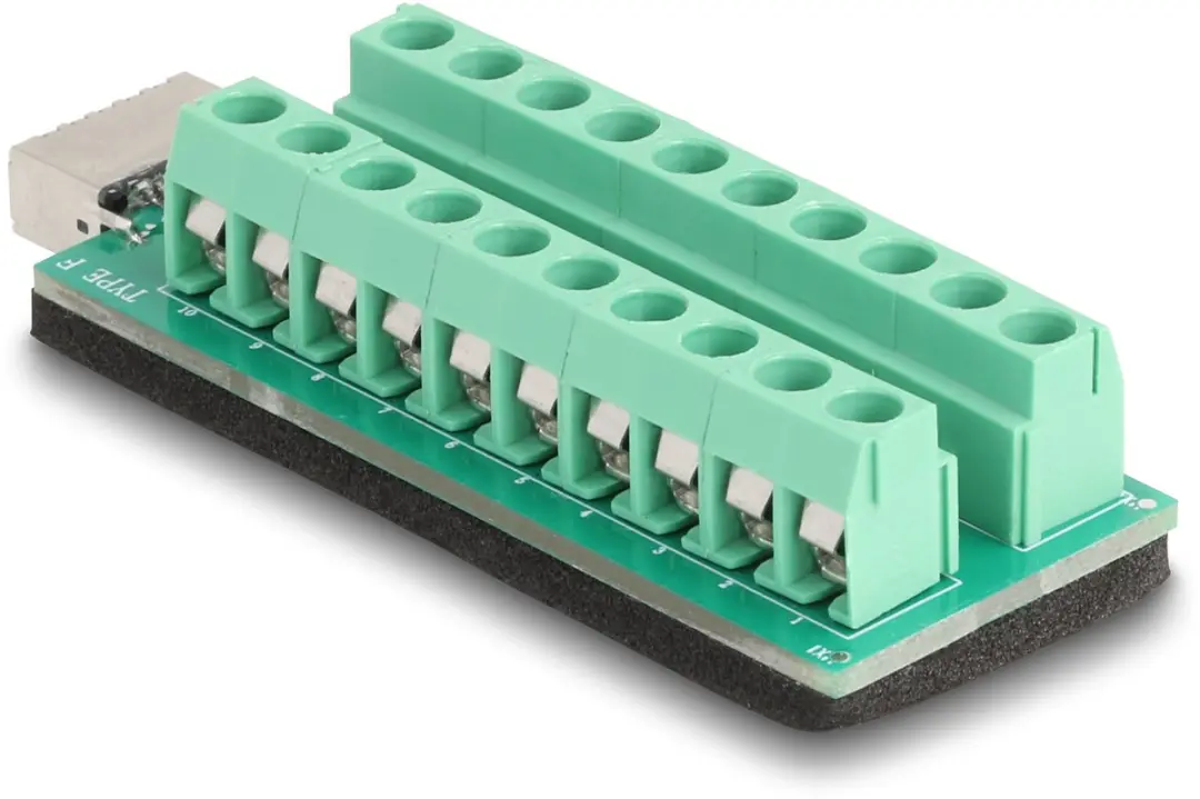 Delock USB Type-E Key A Female naar Terminal Block Adapter 20-pin - Zwart/ Groen