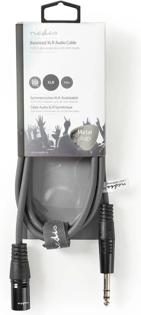 Nedis Gebalanceerde Audiokabel XLR 3-Pins 1.5m - Donkergrijs
